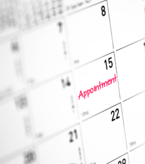 A calendar page marked with the word "Appointment" in pink. Dates are neatly arranged, adding a sense of organization.